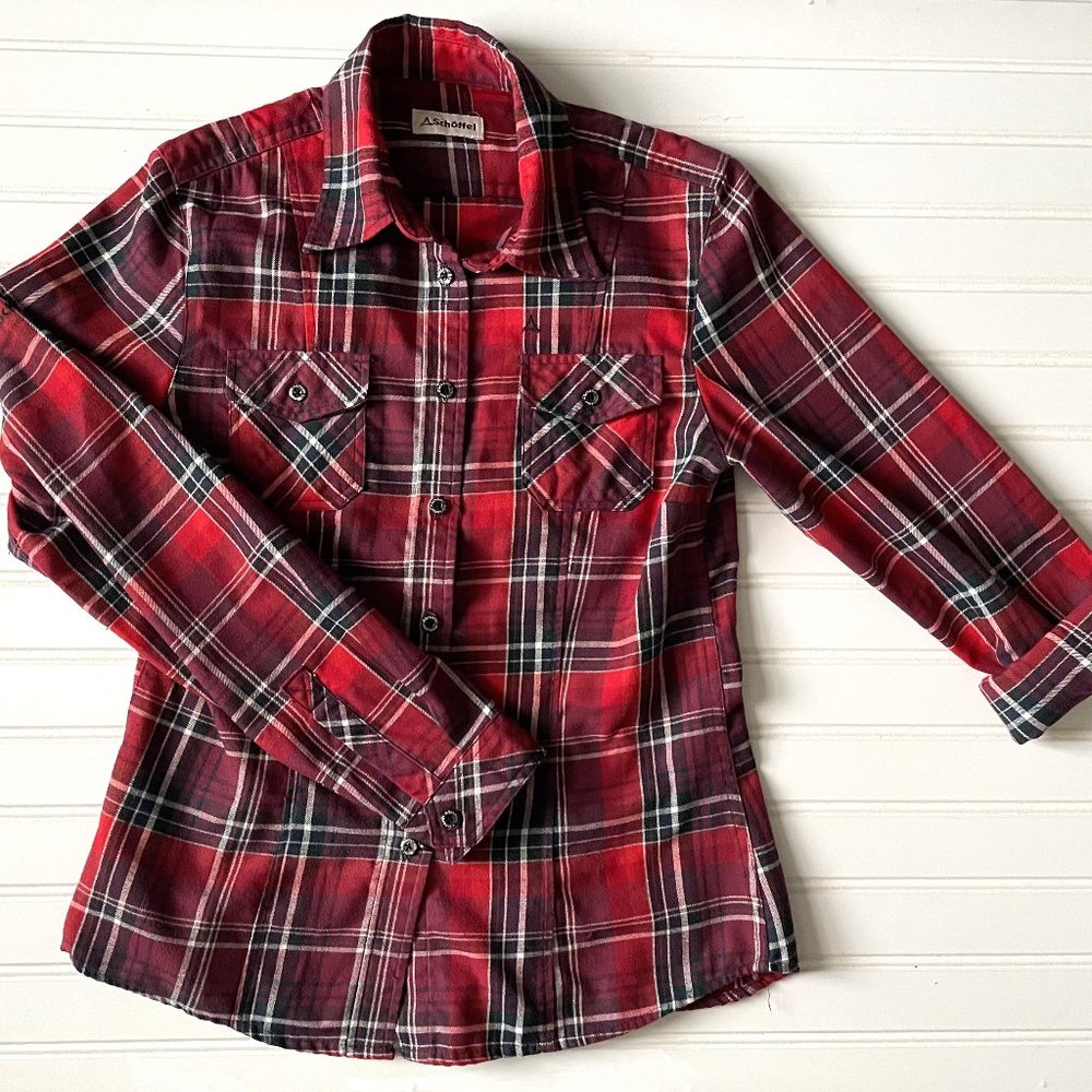 Women's Schoffel Flannel Buttondown Shirt Size Small